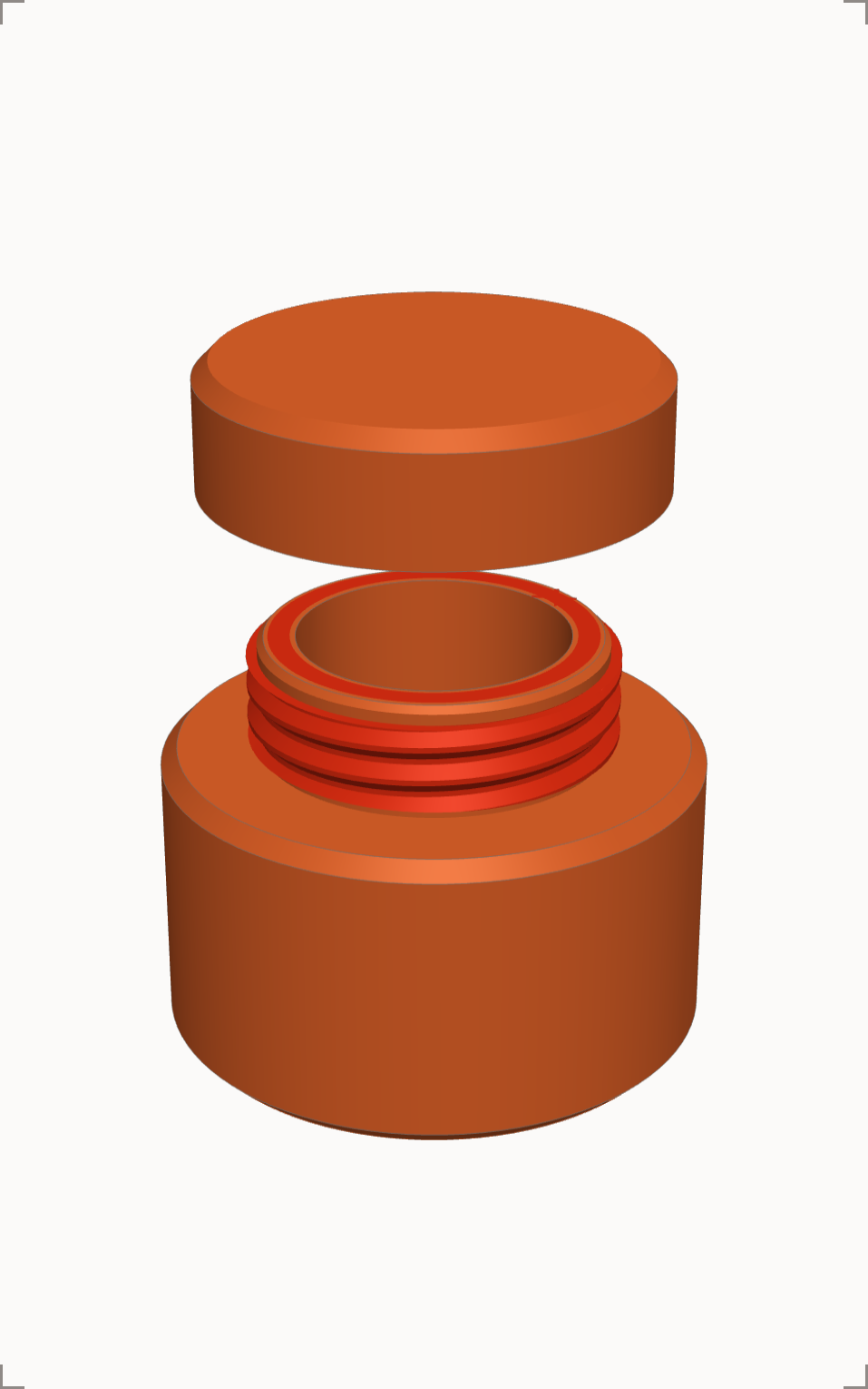 Neck with an external thread and the lid above it, as previewed in screwit3D