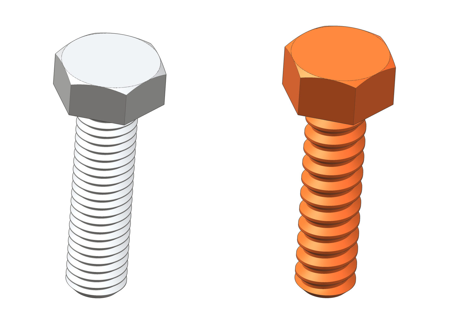 ISO M8 bolt next to an SI3DP S8 bolt